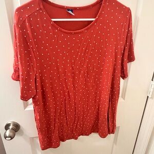 Old Navy Coral Polka Dot Short Sleeve Tee